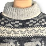 Eddie Bauer Vintage 90s Gray Black Moose Nordic Fair Isle Turtleneck Sweater Photo 2