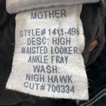 MOTHER High Waisted Looker Ankle Jeans Women 27 Night Hawk Black Raw Hem Chic Photo 6