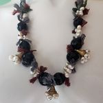 Hand Crafted Genuine Pearl, Gray, Black, Red, & Green Necklace Gray Photo 2