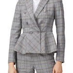 Rebecca Taylor Plaid Wool Blend Peplum Blazer Size 2 New with Tags Photo 0