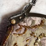 American Vintage Vintage Beaded Floral Embroidered Handbag with Crossbody Chain Pink Gold Silver Photo 8