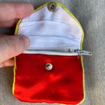 Floral Embroidered Red Yellow Coin purse w/ Asian style flowers Zipper and Snap Photo 2