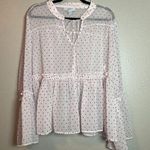 Libby Edelman Long Sleeve Blouse 2XL Ballet Pink Fairy Polka Dot Coquette Sheer Size 2X Photo 0