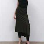 ZARA  New Women Limited Edition Khaki High Waisted Midi Skirt Size Small Photo 2