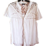 🆕 Dots Plus 3X Cream White Sheer Lace Summer Top Shirt Blouse Lacy NEW Photo 0