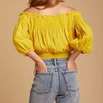 Free People Dancing Till Dawn Off the Shoulder Top Blouse Citrus Honey Photo 14