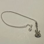 Guitar rhinestone pendant necklace Silver Photo 3