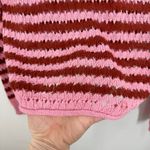 VERO MODA  Pink Brown Striped Open Knit Cropped Pullover Sweater XS NWT Beach Photo 9