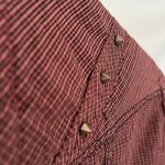 Guess  Y2K Grunge Womens Shirt Sz L Red Studs Glass Snap Country Plaid  Rodeo Photo 11