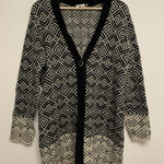Coldwater Creek Cardigan Sweater Women XL/16 Diamond Black White Wool Blend Photo 0
