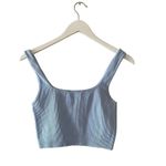 ZARA  Blue Ribbed Knit Seamless Crop Tank Top SZ M  #1710 Photo 4