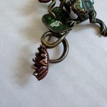 Sweet Romance USA Bronze Tone Frog Lily Pad Brooch Womens Estate Jewelry Vintage Green Photo 5
