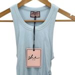 She Is Us Womens Crew Neck Ribbed Ruched Side Bodycon Tank Dress Blue Medium NWT Photo 2