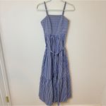 J.Crew  Garratt Tiered Striped Midi Dress Size 0 Blue White Beach Coastal Long Photo 1