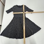 Topshop  Dress Womens‎ US 2 UK 6 EUR 34 Navy Blue White Grid Knit Flare Sleeve Photo 6