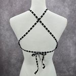 Xhilaration  Black White Stripe Padded Crisscross Bikini Top Swimwear Medium Photo 2