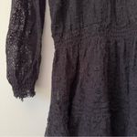 Free People Black Lace Dress Long Sleeve Round Neck USA Made Boho Festival Lined Photo 2