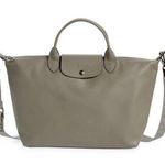 Longchamp Le Pliage Cuir Xtra Leather Folding Zip Tote Shoulder Bag Gray New Photo 0