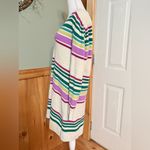 Free People Gidget Ivory Striped Long Sleeve V-Neck Knit Sweater Dress Size L Photo 4