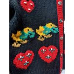 Karen Scott Rare Vintage‎ 80s Duck / Heart Cardigan Sweater Teacher Crochet Knit Whimsical M Photo 3