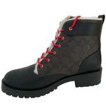 Coach LORRAINE Black/Mahogany Leather/Canvas Signature Lace Up Bootie 8 New Photo 3