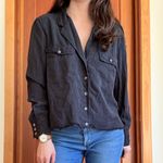 ANINE BING  Faded Black Distressed Tencel Button-Down Shirt Womens XS Photo 8