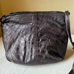 Vintage 90s Brown Genuine Leather Shoulder Bag Boho Festival Crossbody Purse Photo 2