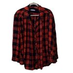 Free People  Red & Blue Plaid Tunic Oversized
Wool Blend Top(Size Small) Photo 3