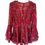 For Love & Lemons Pisa Red Floral Long Sleeve Romper Photo 8