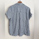Paige  Blouse AVERY Button Down Shirt Stripes Navy White Short Sleeves L Photo 3