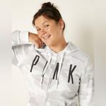 PINK - Victoria's Secret PINK Everyday Lounge Perfect Zip-Up Hoodie Lt Grey Camo Size M Photo 2