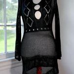 Black Knit Beach Coverup Bell Sleeves High Low Dress One Size Goth Size L Photo 0