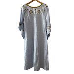 Mi Golondrina Blue Embroidered Midi Dress Mexican Artisan Size S Photo 3