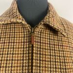 Ralph Lauren Wool Jacket Womens 16 Brown Houndstooth Plaid Equestrian Riding Zip Photo 1
