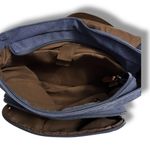 Navy Blue Canvas Messenger Laptop Bag Soft Large Crossbody Travel Work City Photo 3