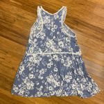Staccato Floral Print Tank Top Womens Size Medium Sleeveless Casual Blue White Photo 2