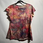 VTG Y2K Floral Top Square Neck Short Sleeve Fairy Grunge USA Made Sz L Boho Red Size L Photo 1