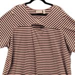 Denim And Company Womens Blouse Size 3X Top Lavender Taupe‎ Striped Cutout Purple Photo 1