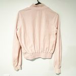 Pam & Gela  Women's Size Small Pink Velour Cropped Classic Zip Up Jacket Photo 4
