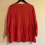 fever Coral Stripe Crochet Keyhole Boho Top in Size XL Pink Photo 9