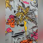 Quacker Factory  Lightweight Cardigan Tropical Vacation Print Size Small Blue Photo 4