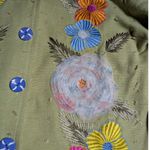 Vtg Y2K Allure Lime Green Swiss Dot Floral Applique Collarless Blazer Jacket M Size M Photo 2