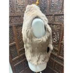 Twenty Twenty Vtg Rabbit Fur Leather Trim Vest Full Zip Taupe Tan Boho Festival Brown Size M Photo 2