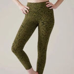 Athleta  Mid-Rise Transcend 7/8 Tight Legging Capri in Green Animal Print, M Photo 0