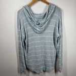 Market & Spruce Top Women M Blue White Stripe Light Weight Beach Coastal Hood Size M Photo 5