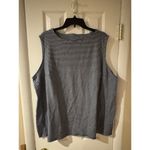 Croft & Barrow Boatneck Tank Top Blue & White Stripe 100% cotton 1X New Photo 2