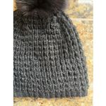 Kyi Kyi Canada Classic Black Genuine Fox Fur Pom Knit Wool Blend Beanie Hat Cap Photo 7
