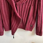 Harley Davidson Harley-Davidson Cardigan Maroon Shawl Collar Moto Zip Knit Sweater Sz M GUC Photo 8