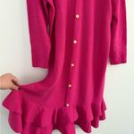 Vintage 80s Bright Pink Dunollie Looms Ruffle Hem Knit Dress Size 10 Photo 5