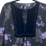 Whimsigoth Tunic Blouse 18 Dark Fairy Floral Romantic Bohemian Flowy Velvet Soft Black Photo 2